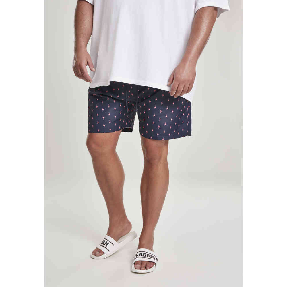 Urban Classics - Pattern Flamingo Zwemshorts - Blauw